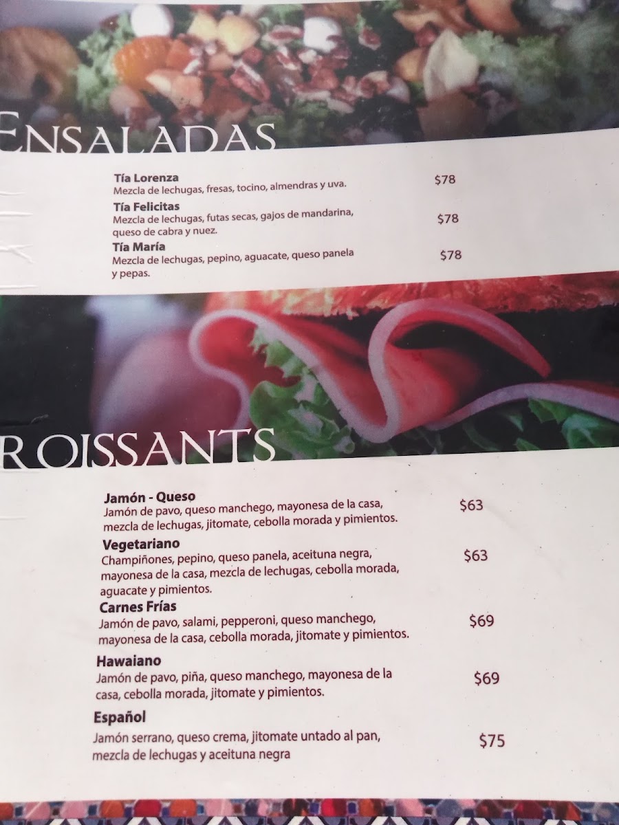 Casa Corazon Menu