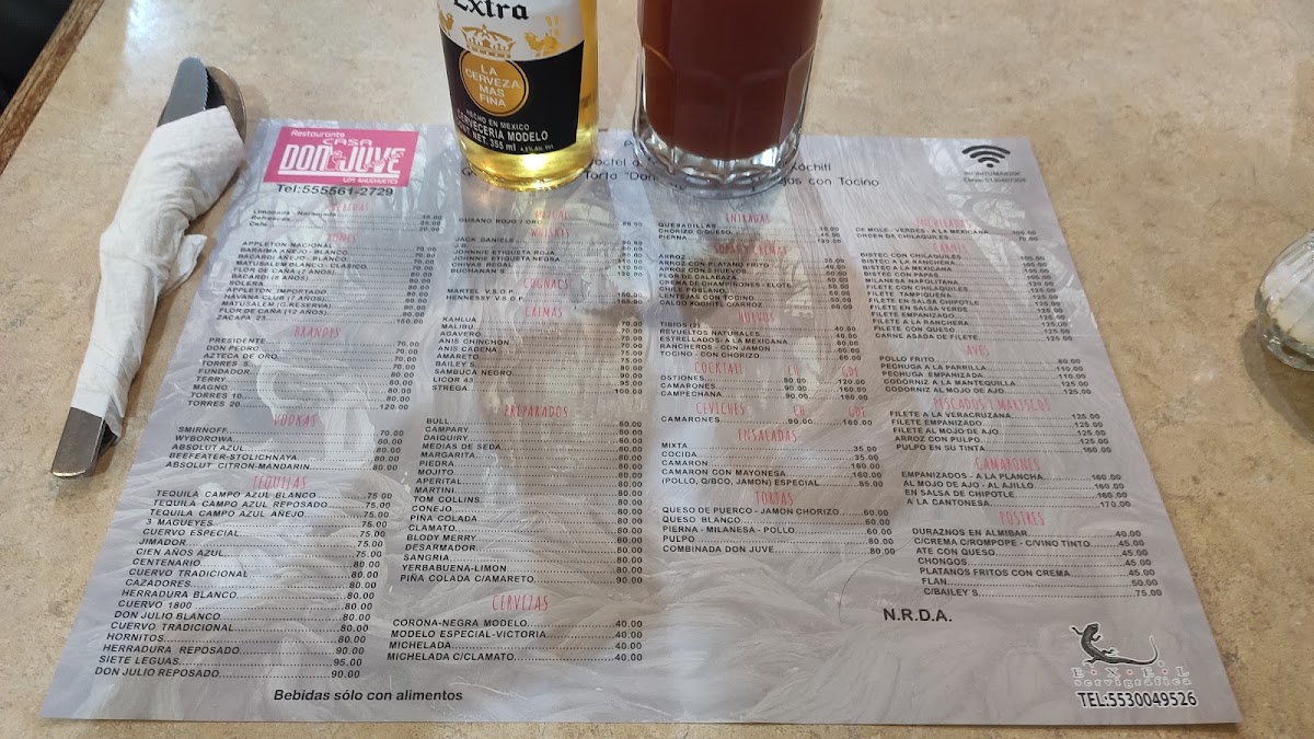 Casa Don Juve Menu