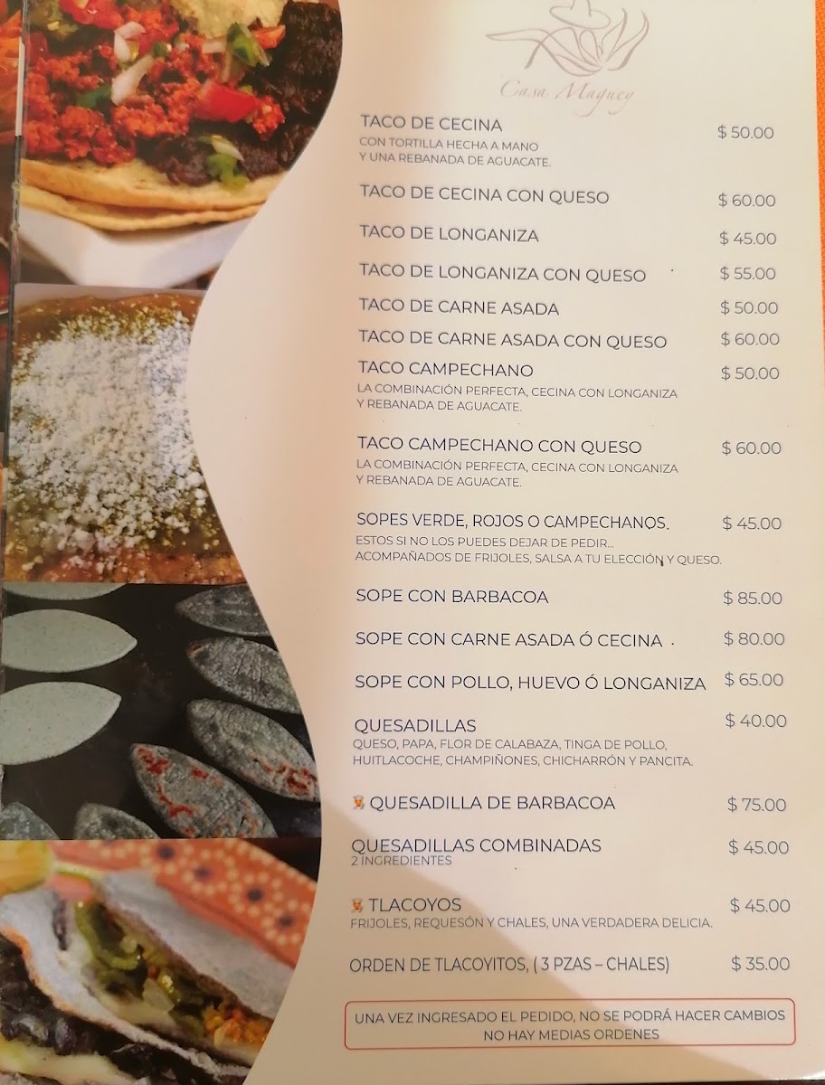 Casa Maguey Menu