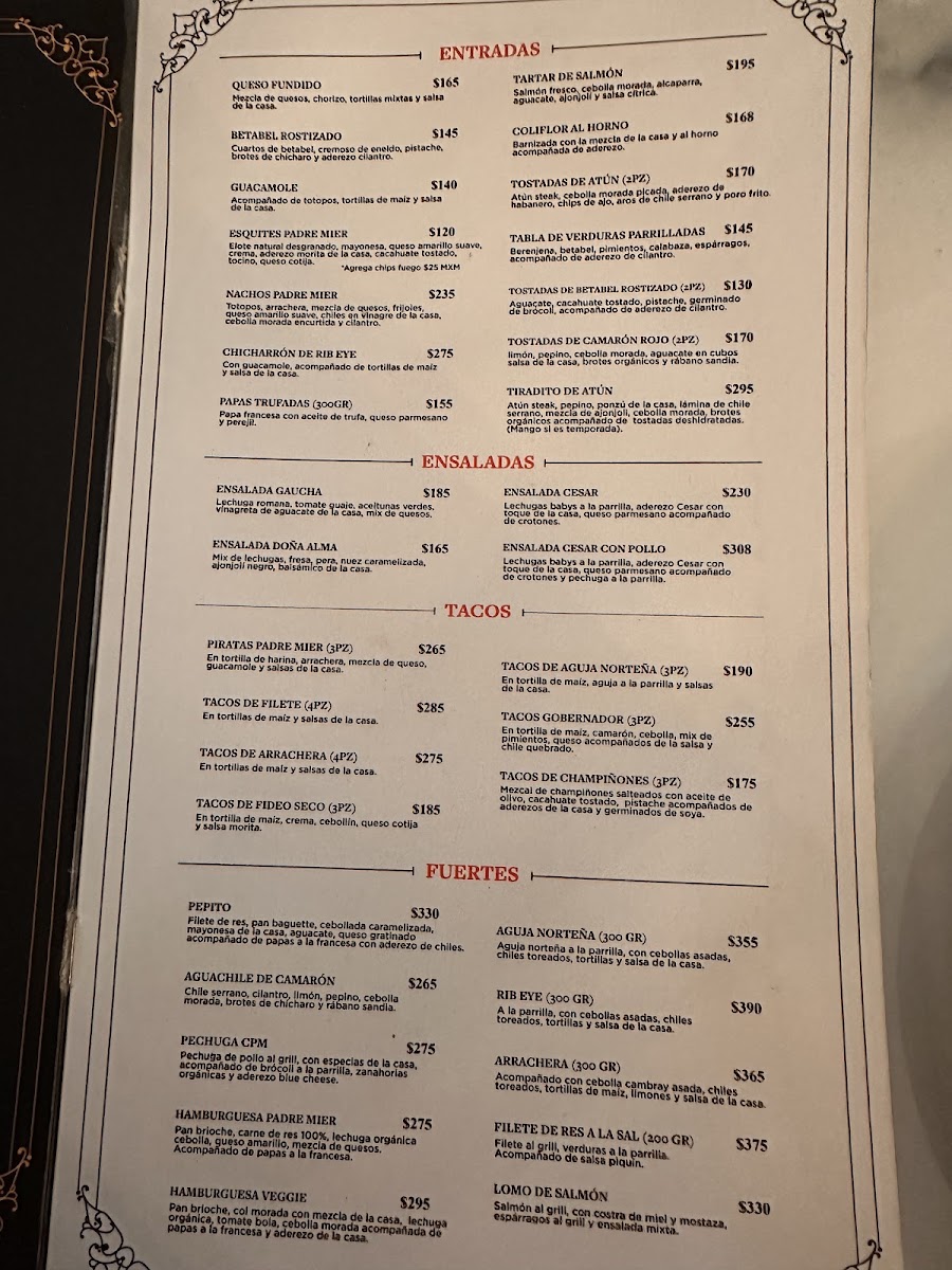 Casa Padre Mier Menu Photo 2