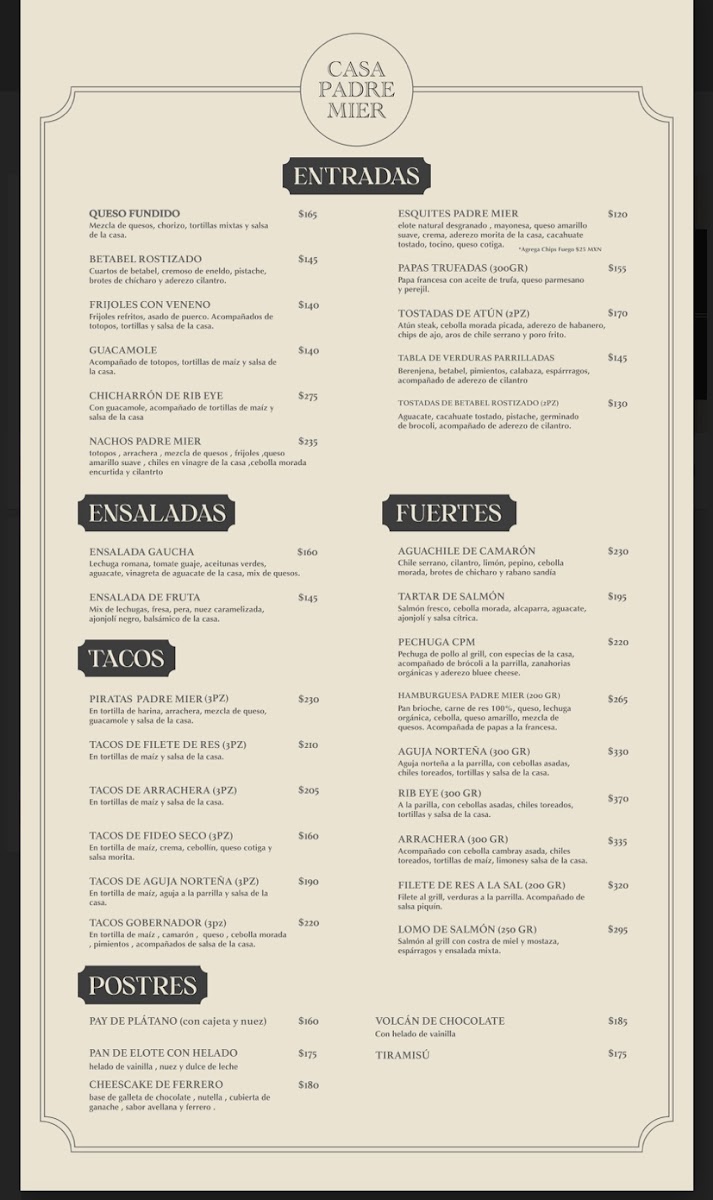 Casa Padre Mier Menu Photo 5