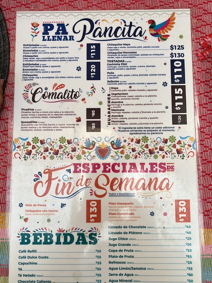 Casona De Mis Sabores Menu