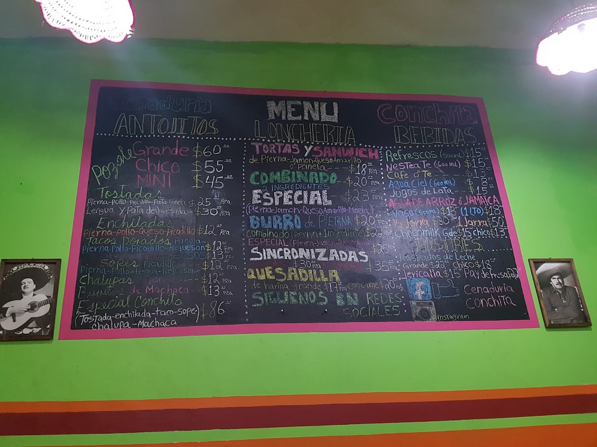 Cenaduria Conchita Menu