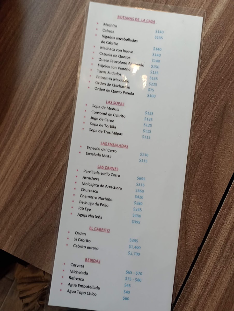 Cerro De La Silla Menu Photo 10