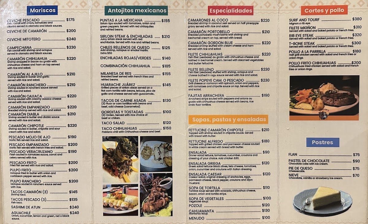 Chihuahua's Restaurant Menu