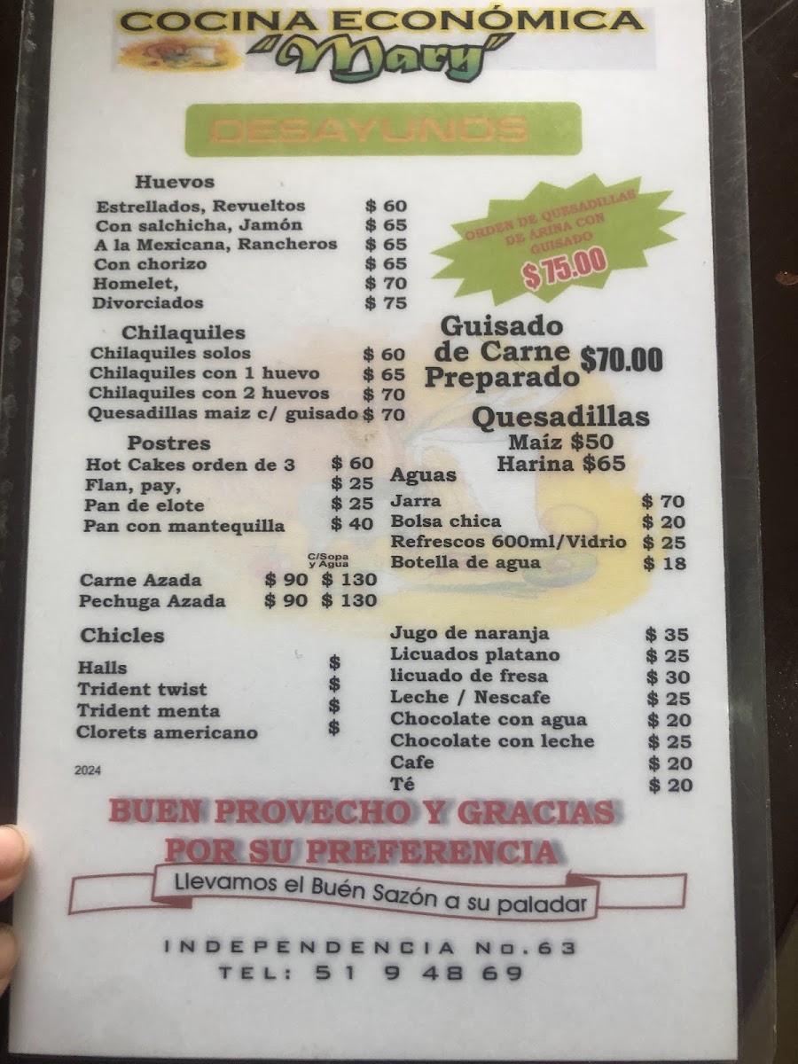 Cocina Economica Mary Menu Photo 5