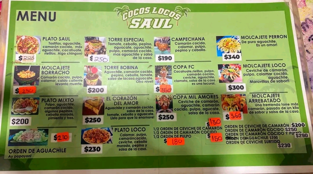 Cocos Locos Saul Menu