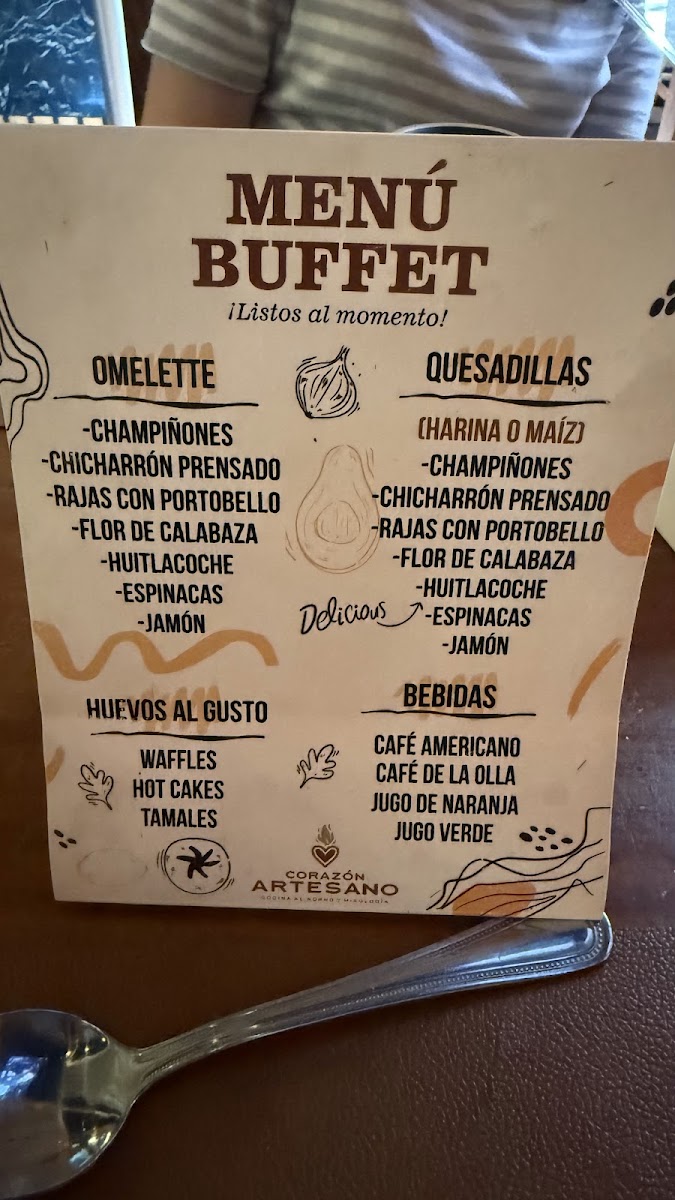 Corazon Artesano Menu