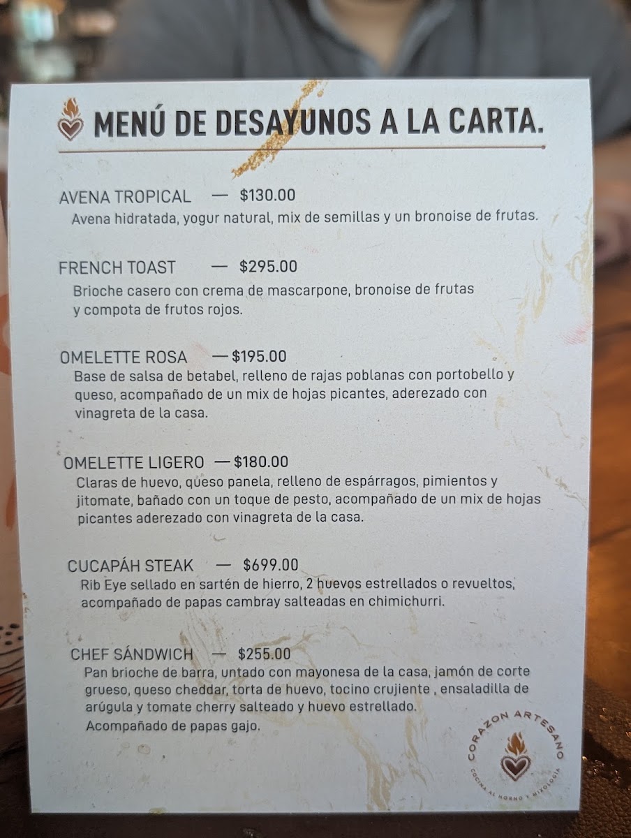 Corazon Artesano Menu Photo 2