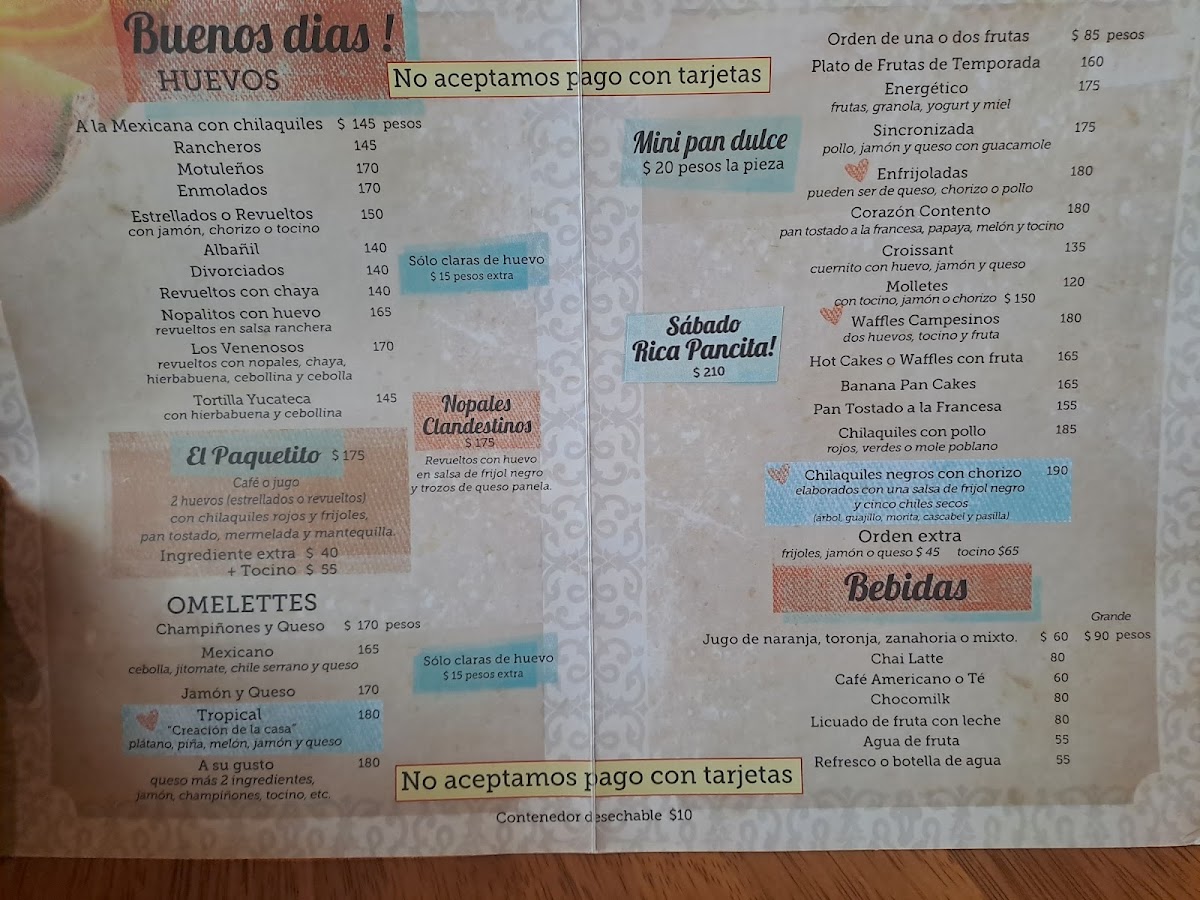 Corazón Contento Menu