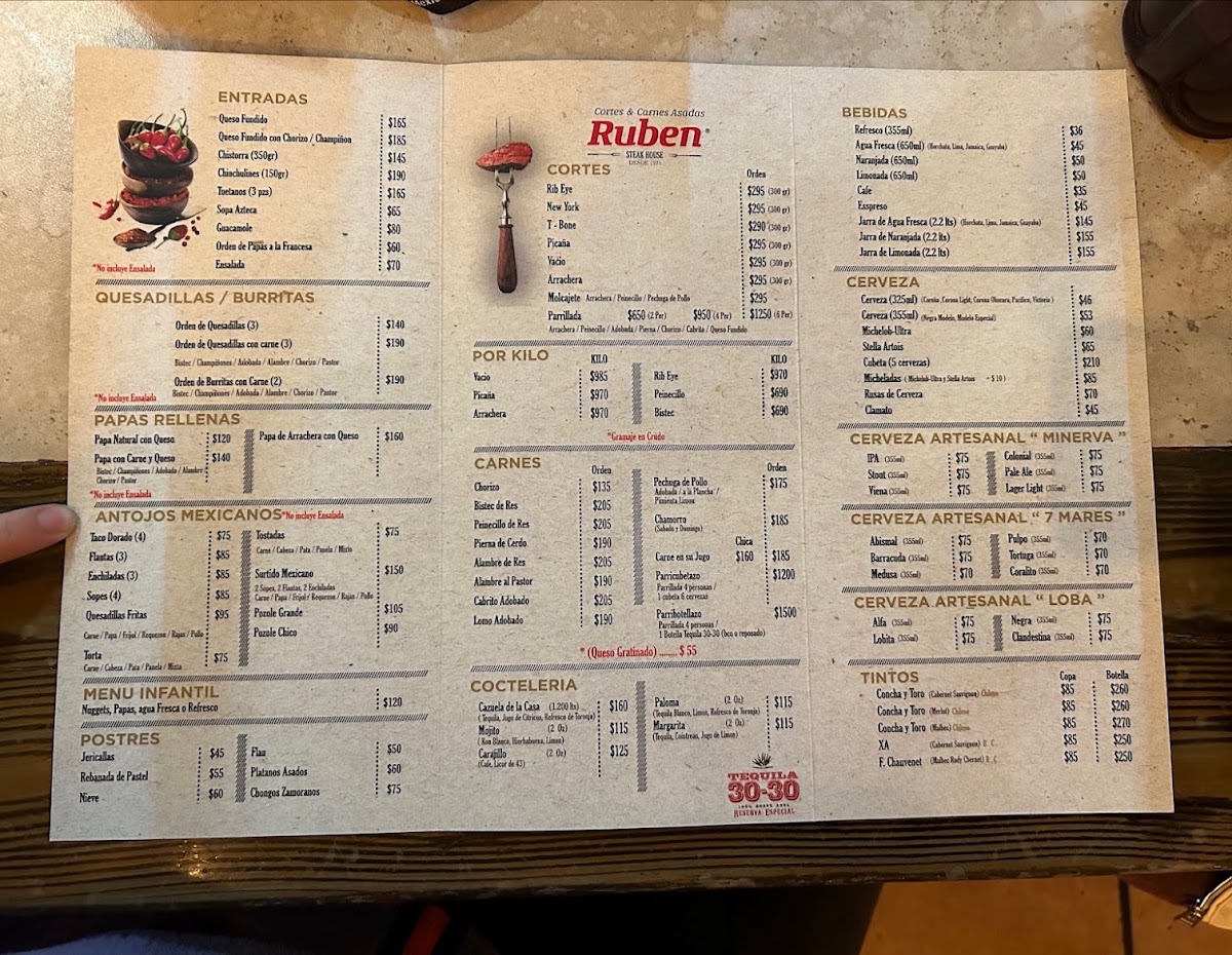 Cortes Y Carnes Asadas Ruben Menu