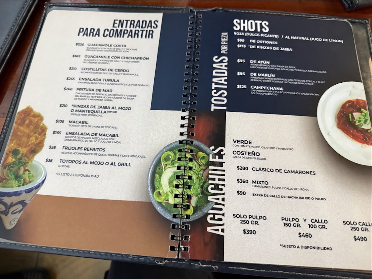 Costa Brava Marisco Menu