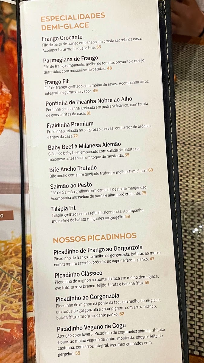 Demi-Glace Menu