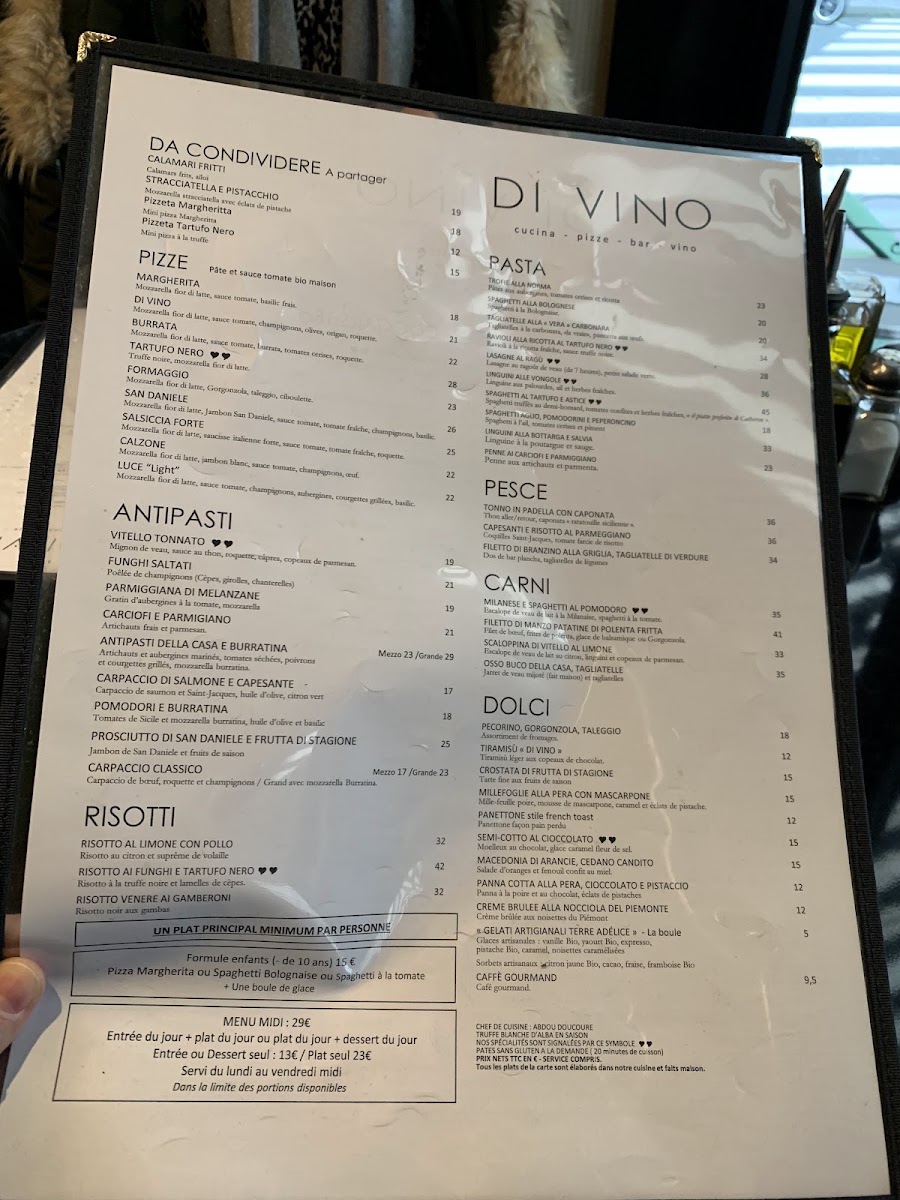 Di Vino Menu