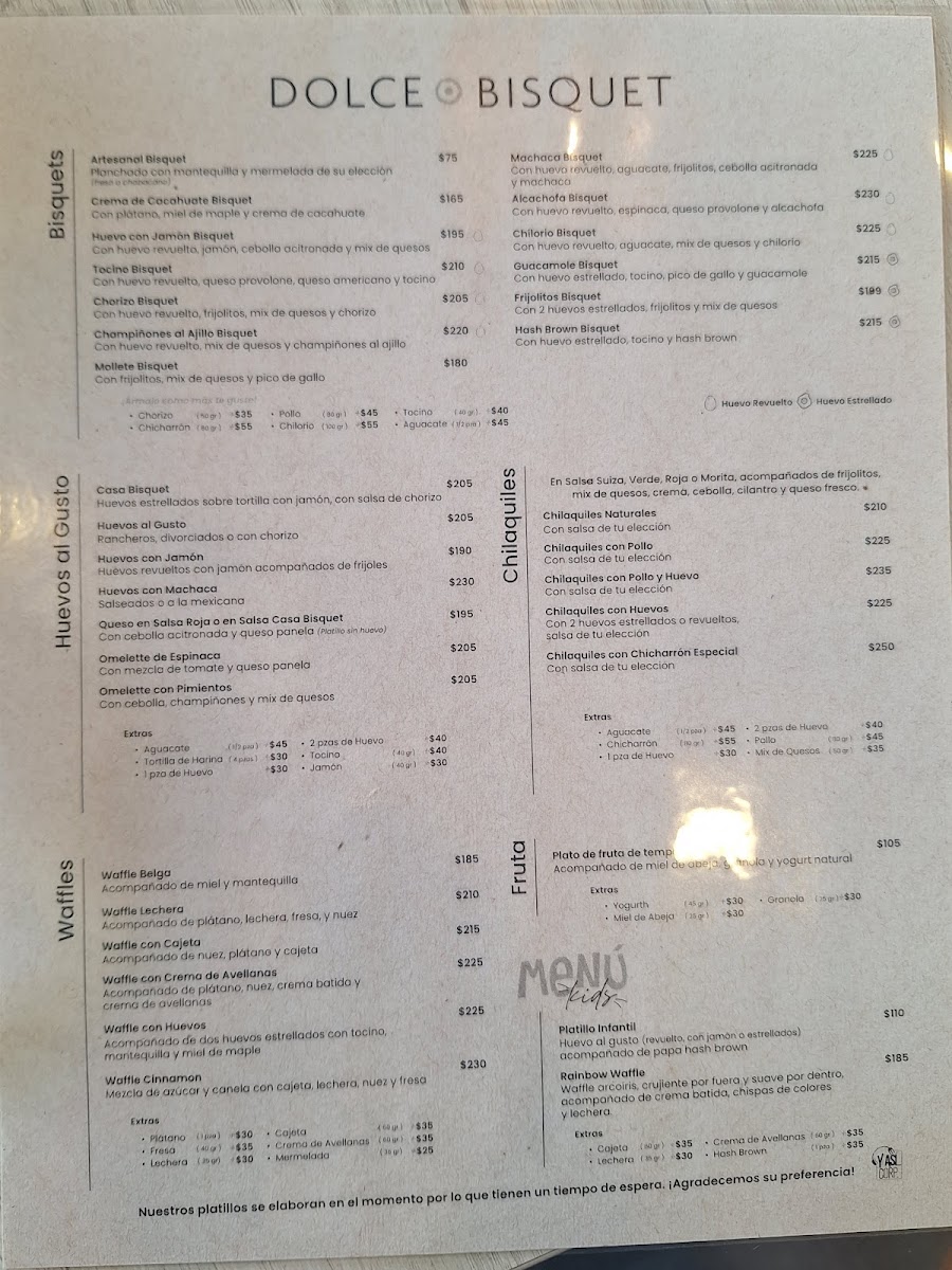 Dolce Bisquet - Paseo Tec Menu