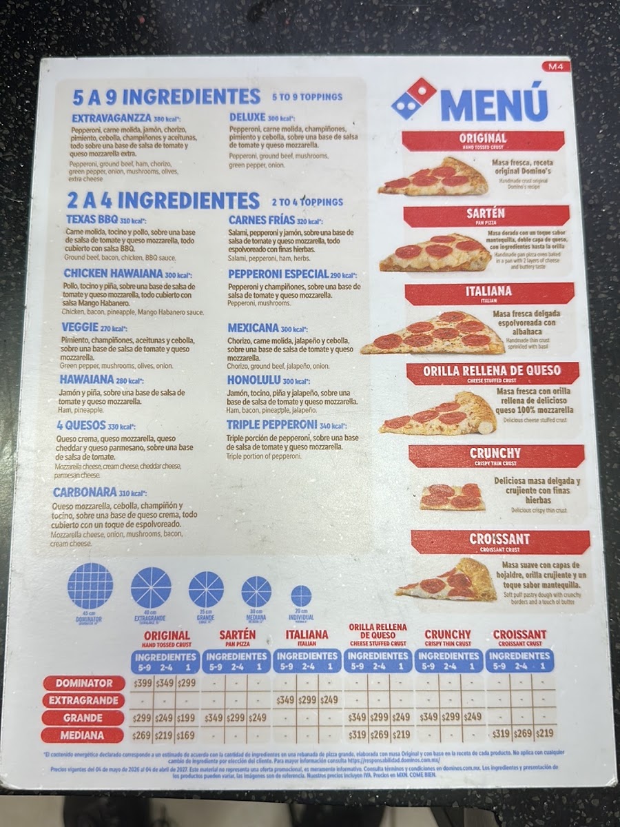 Domino's Guadalajara Providencia Menu
