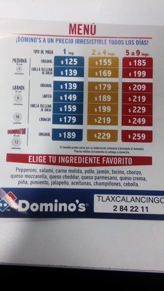 Domino's Pizza Menu Photo 7