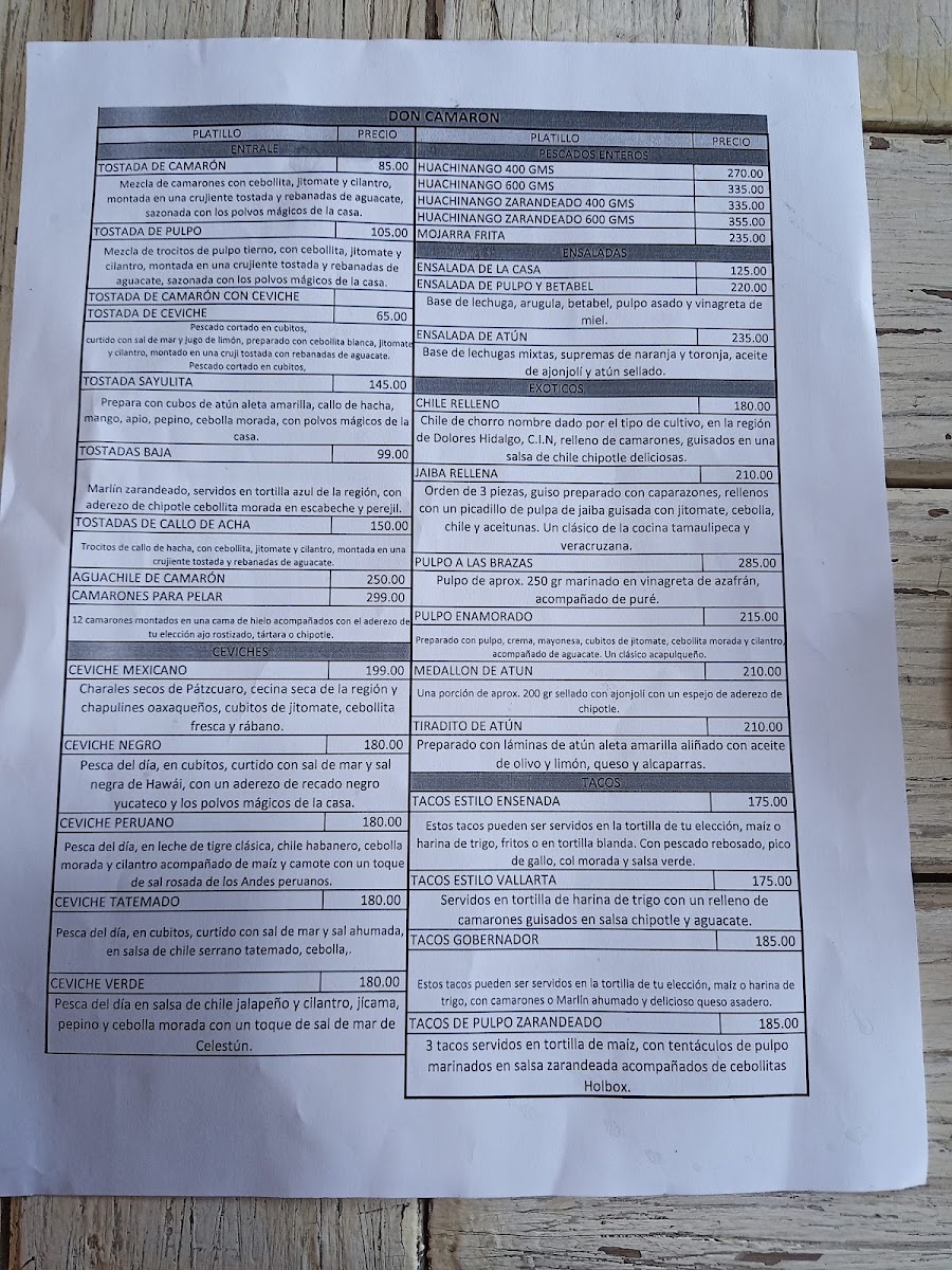 Don Camaron San Miguel De Allende Menu Photo 4