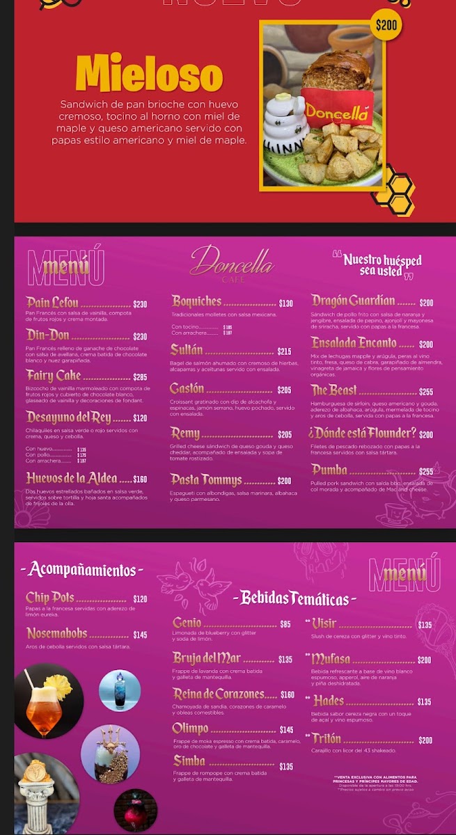 Doncella Cafe Menu