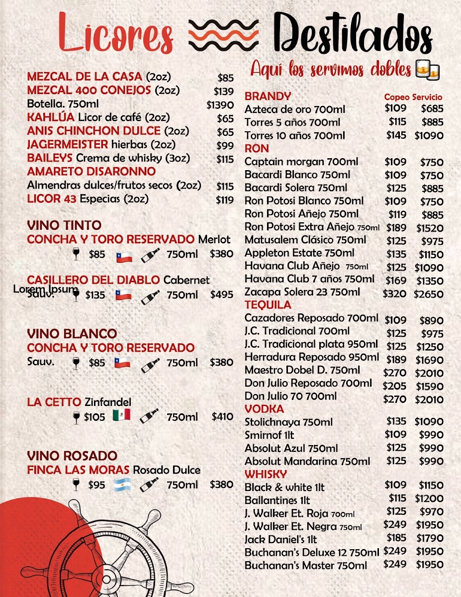 El Acueducto Mariscos Sushi Bar Menu