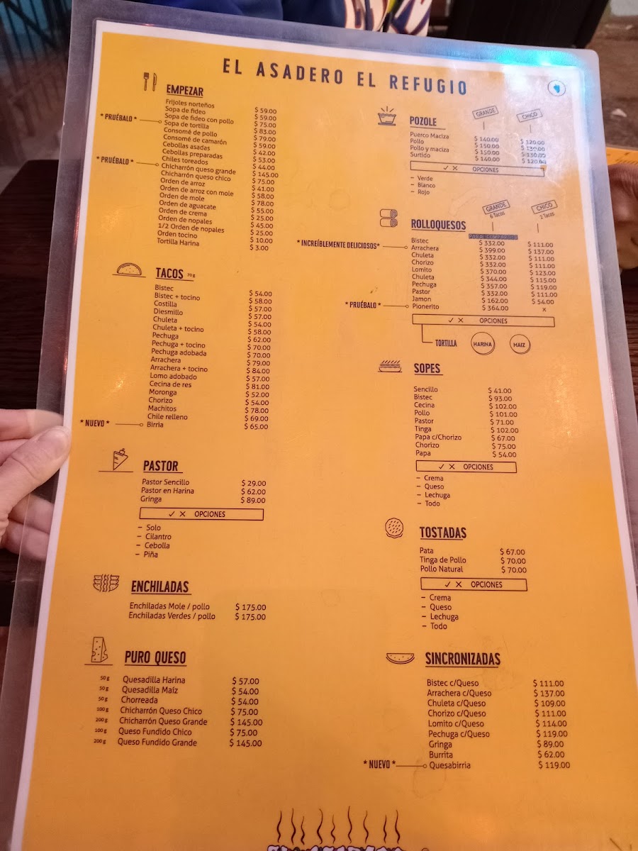 El Asadero 'refugio' Menu