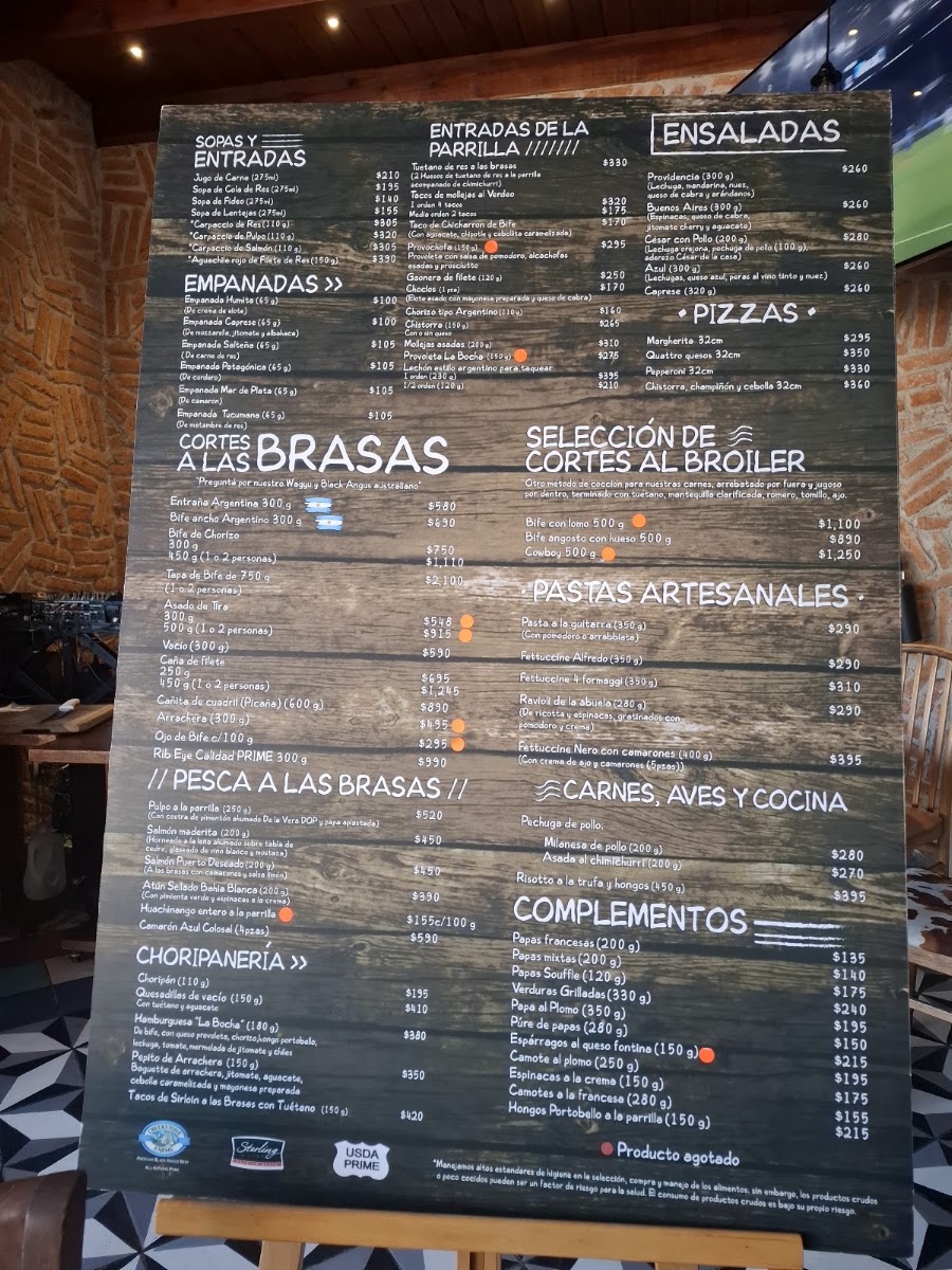 El Barrio De La Bocha Asador Argentino Menu