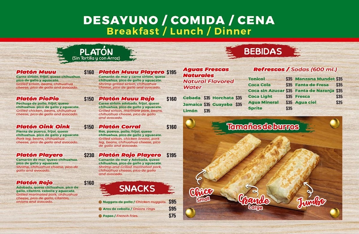 El Burro Gordo Menu