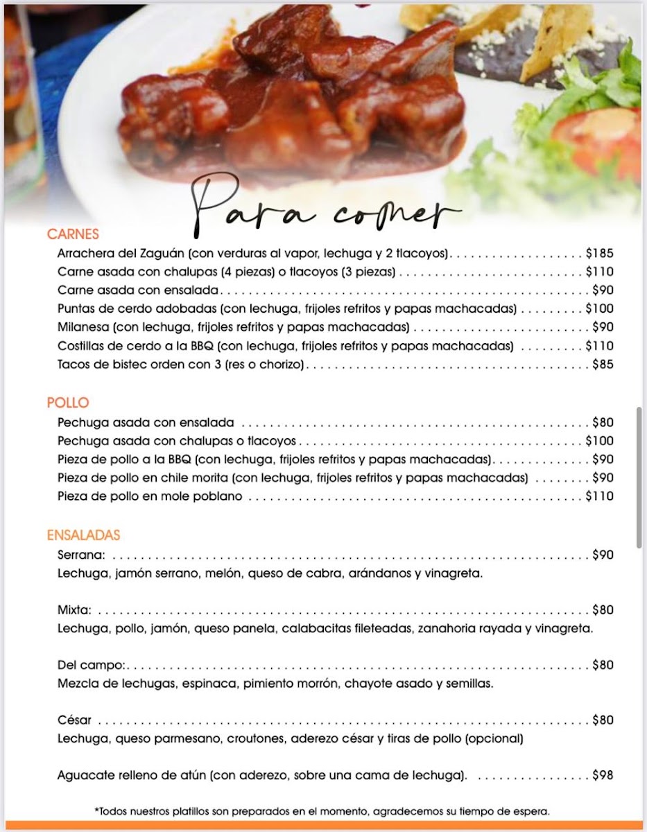 El Cafe Del Zaguan Menu