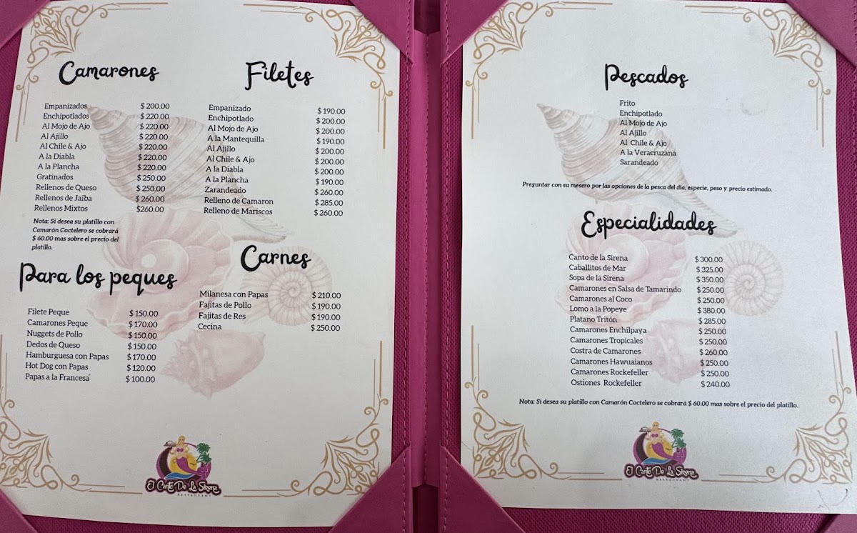 El Canto De La Sirena Menu