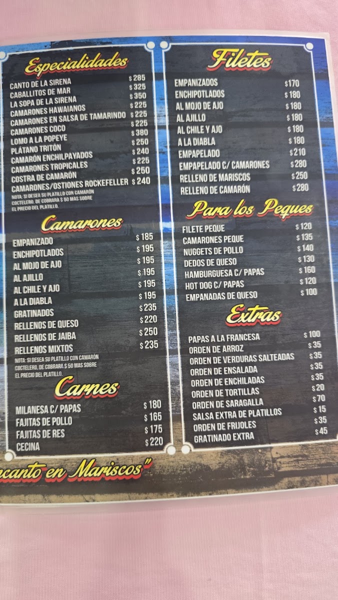 El Canto De La Sirena Menu Photo 4