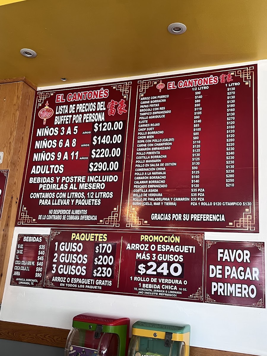 El Cantones Buffet Comida China Menu