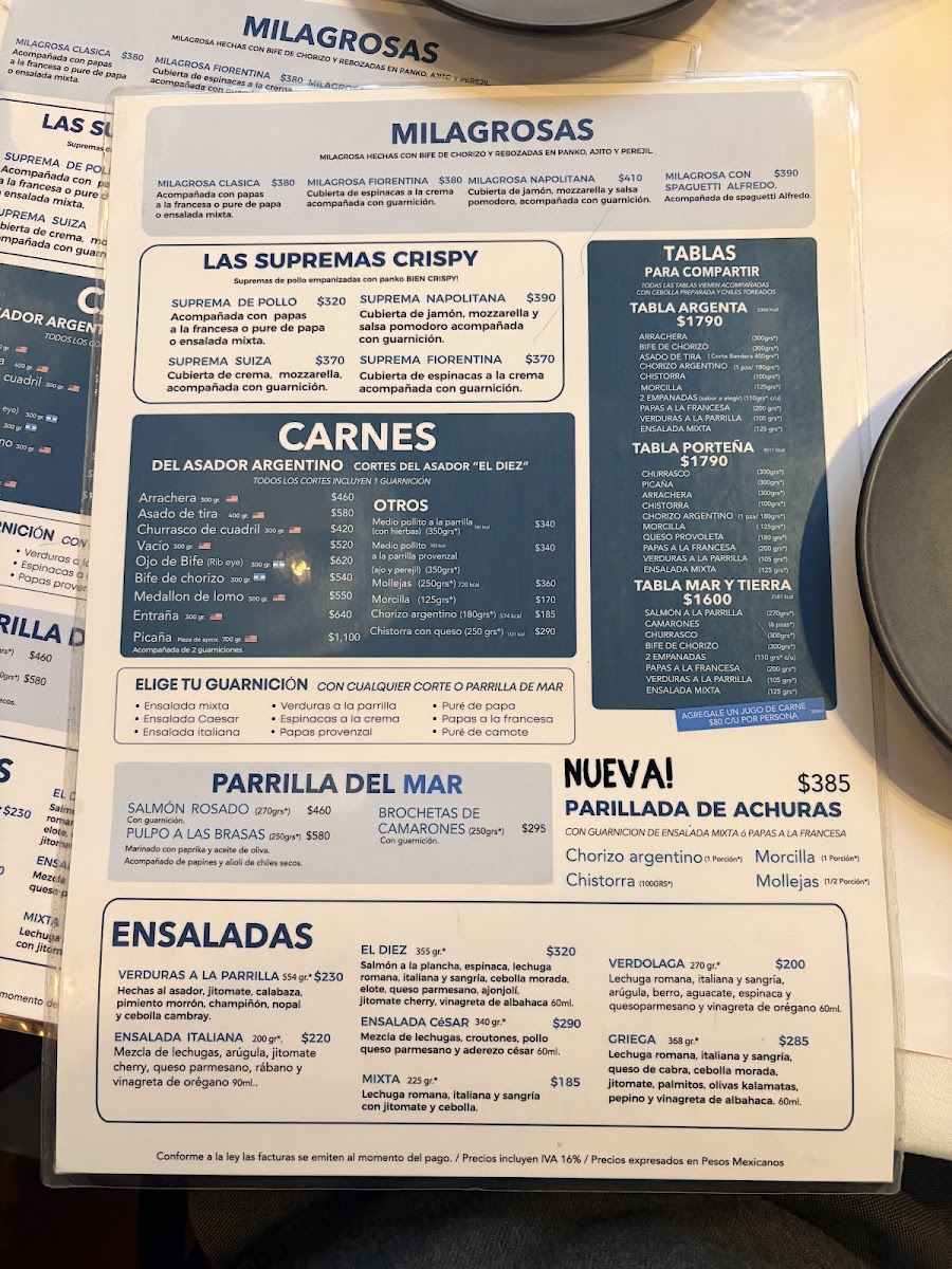 El Diez Prado Menu