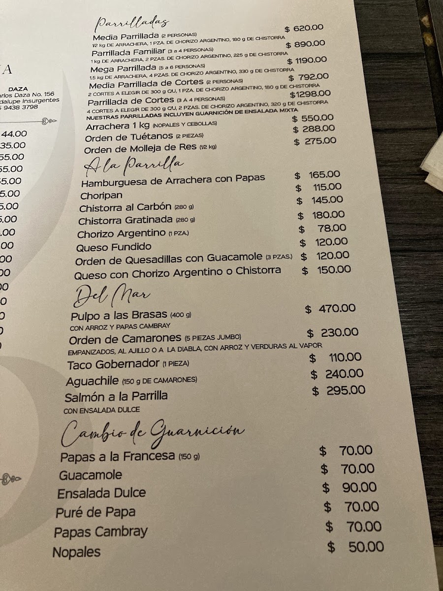 El Fogon Y La Lena Misterios Menu