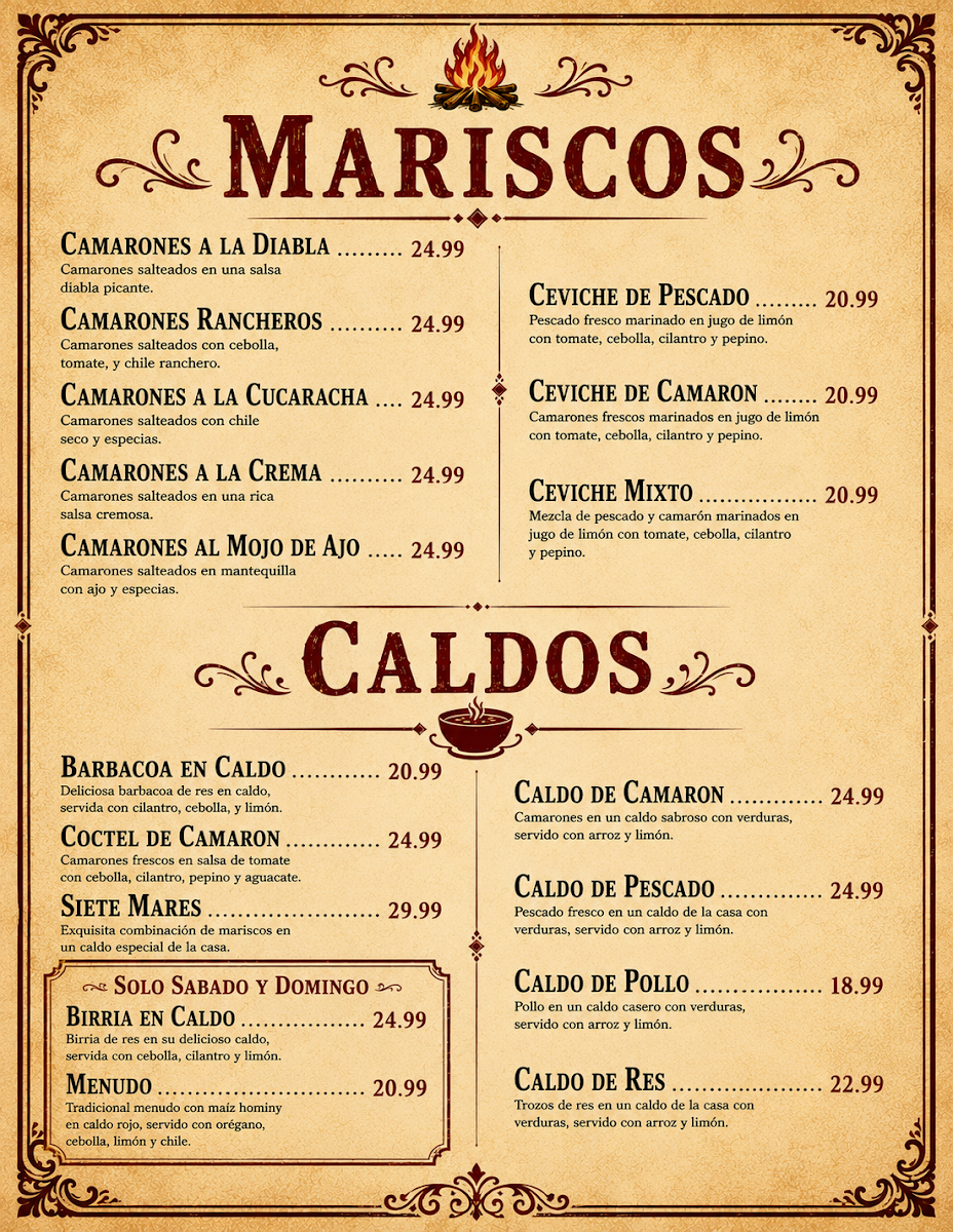 El Fogon Menu