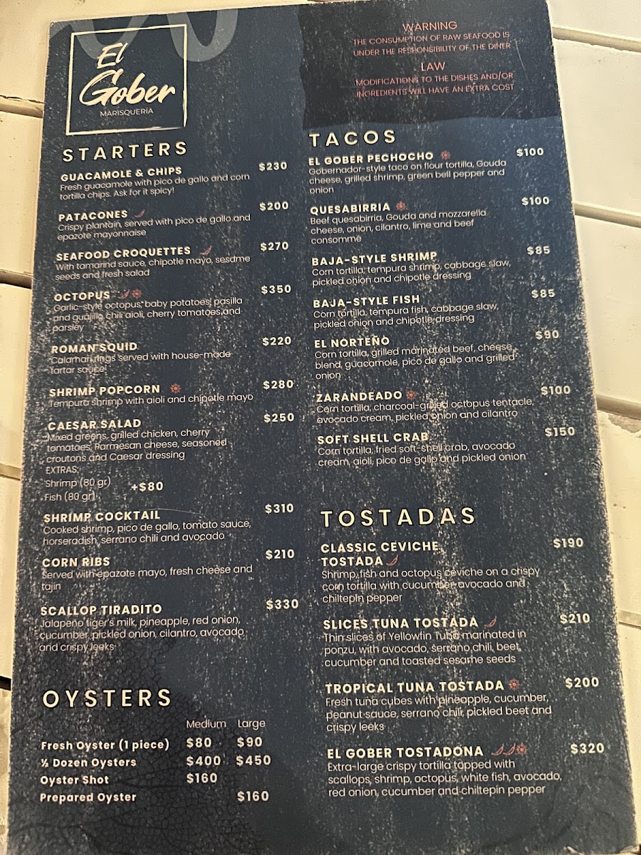 El Gobernador Menu