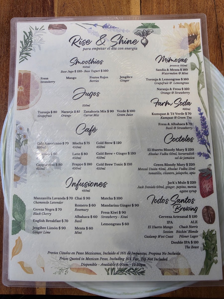 El Huerto Farm To Table Menu Photo 2