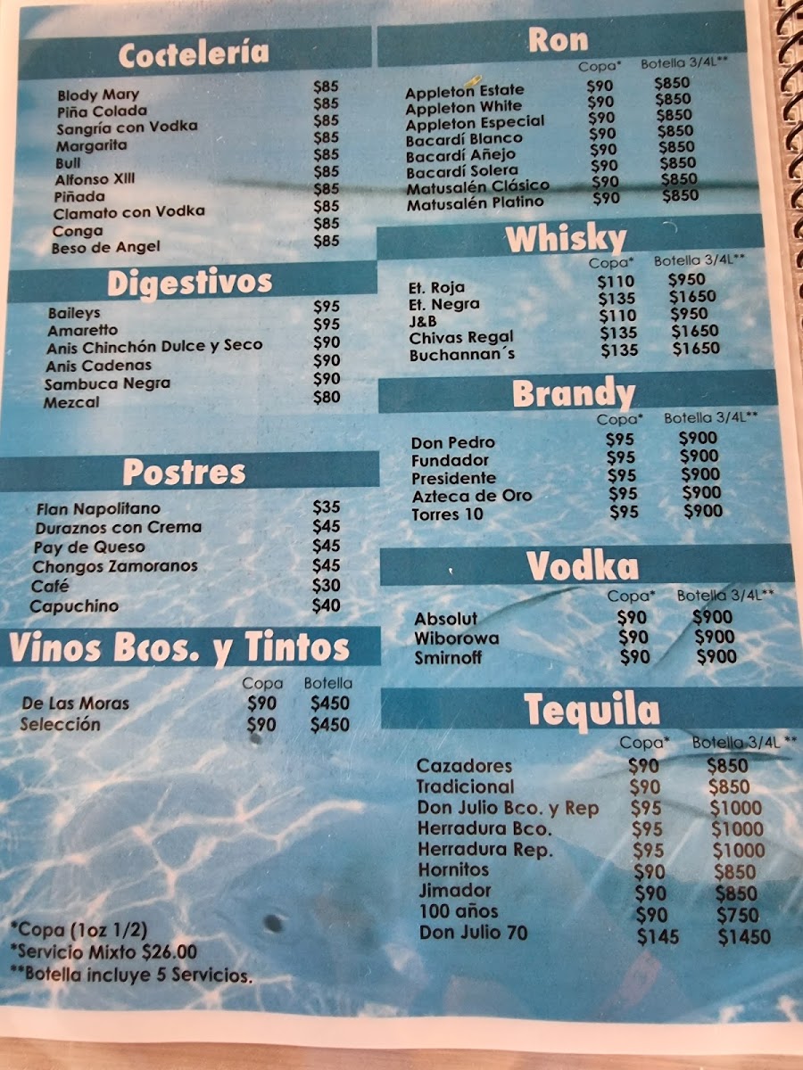 El Lagarto Marinero Menu