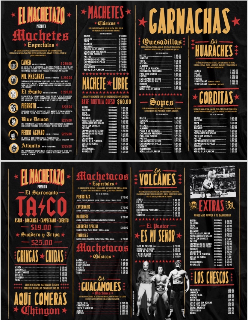 El Machetazo Menu