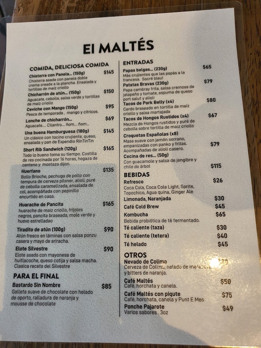 El Maltés Menu