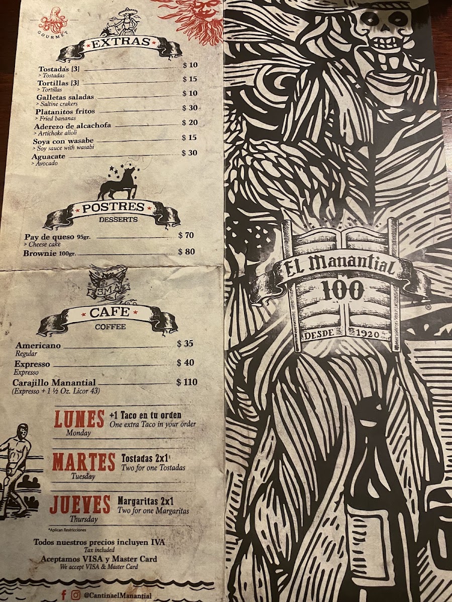 El Manantial Menu