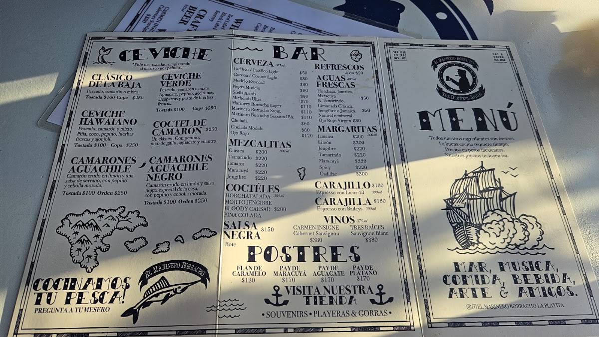 El Marinero Borracho Menu
