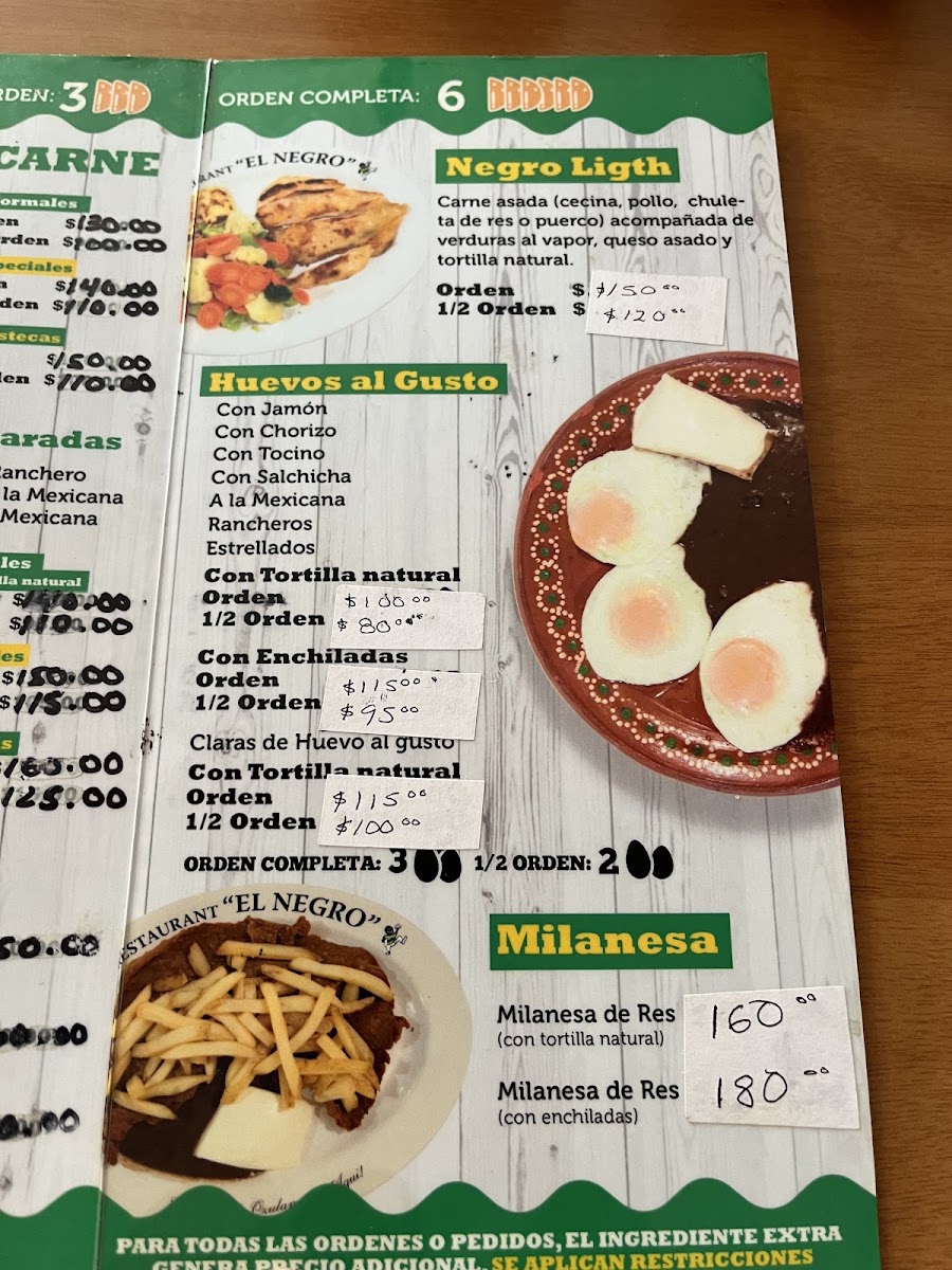 El Negrito De Ozuluama Menu