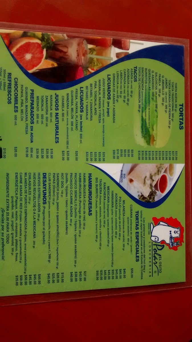 El Osito Polar Issste Menu Photo 10