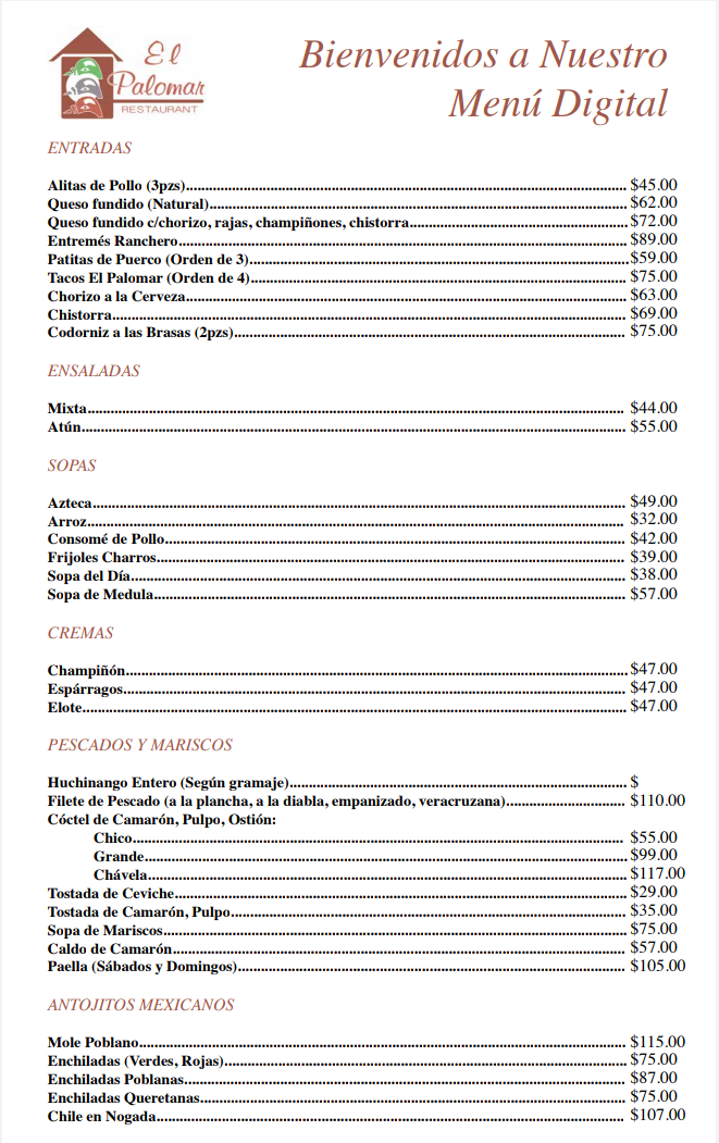 El Palomar Menu Photo 5