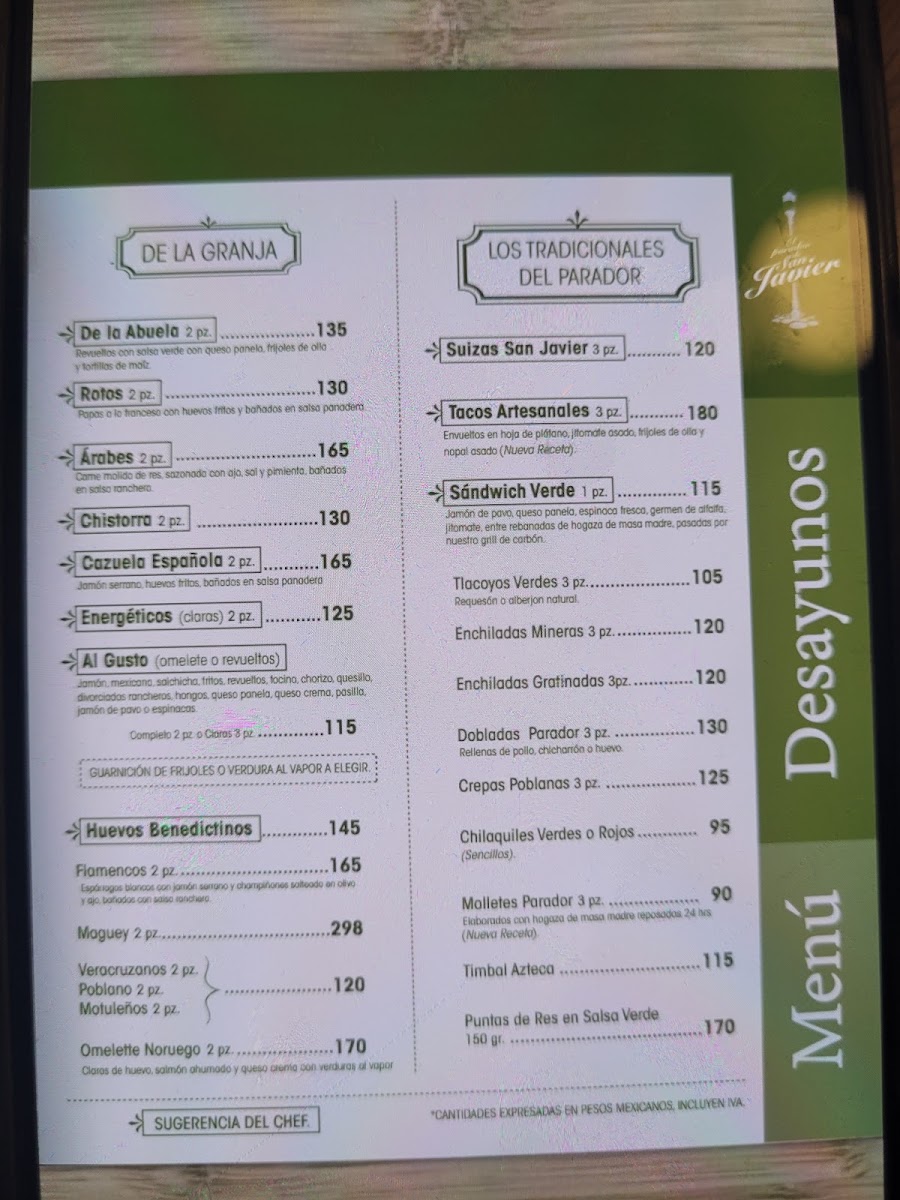 El Parador De San Javier Menu Photo 2