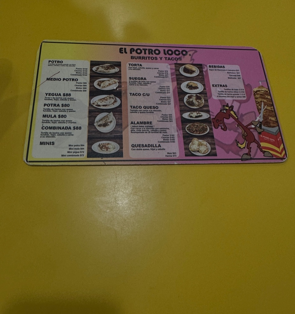 El Potro Loco Menu Photo 3