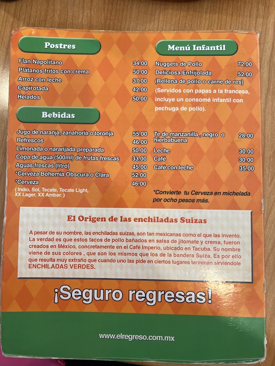 El Regreso Menu Photo 2