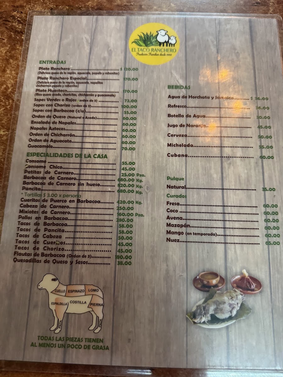 El Taco Ranchero Menu