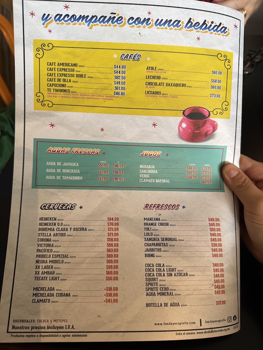 Fonda Yecapixtla Menu