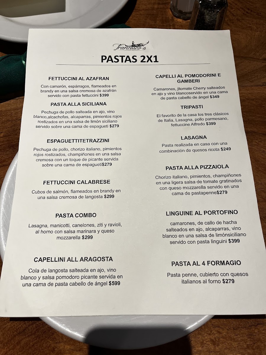 Francesco's Restaurante Italiano Y Pizza Menu Photo 6